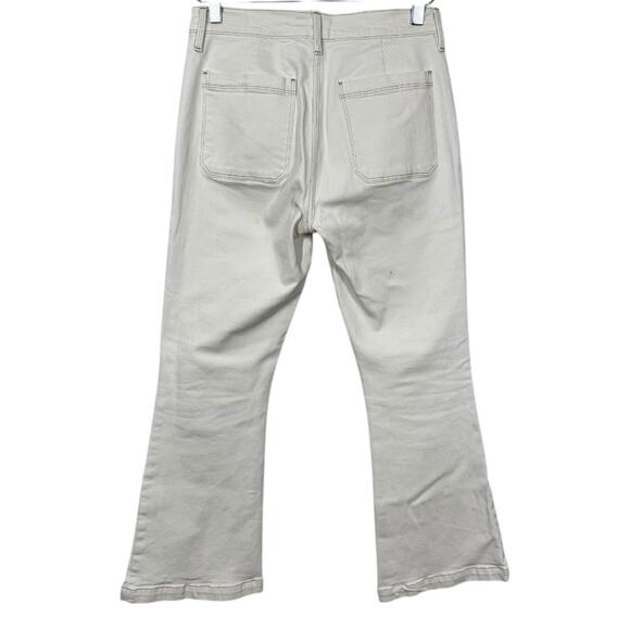 Frame Le Bardot Cropped Flare Leg Jean Ecru 27 Cream Retro Casual Chic Denim - Picture 7 of 10